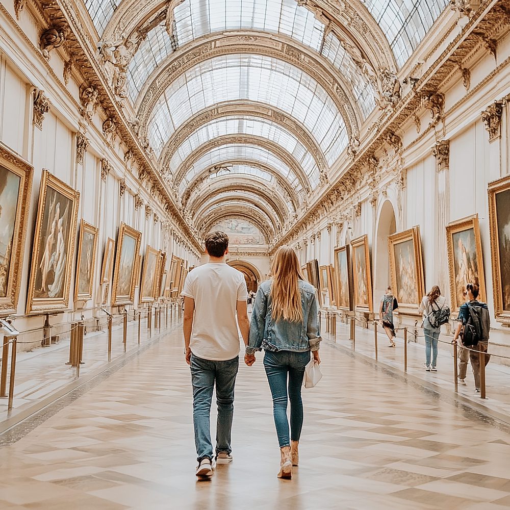 Un groupe de touristes accède au musée des Offices grâce à une réservation anticipée, devant une façade historique de Florence.